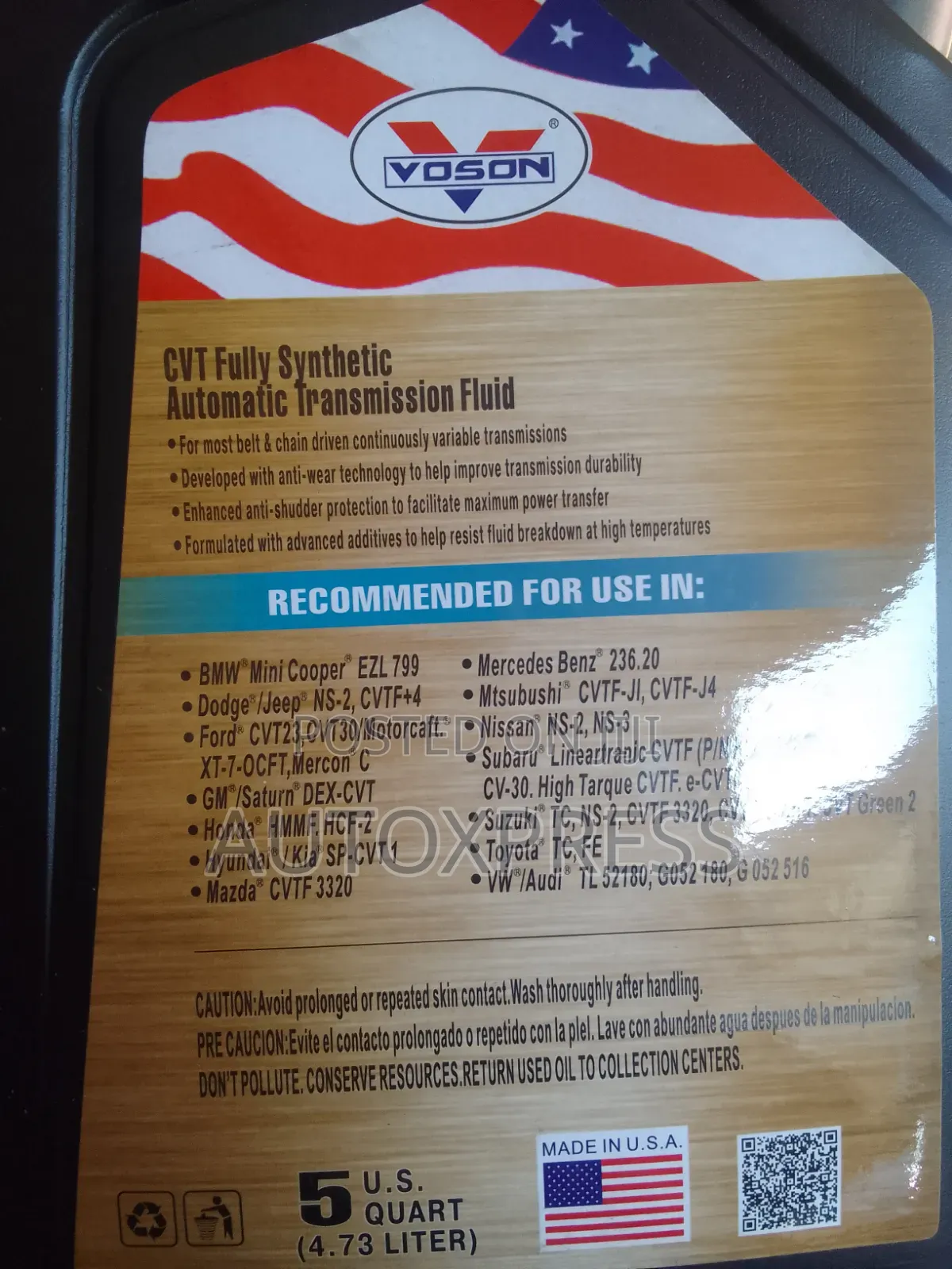 Voson CVT Continuously Variable Transmission Fluid 5l
