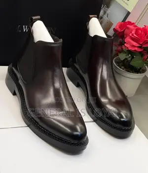 J.M Weston Men Leather Elastic Coffee Boot