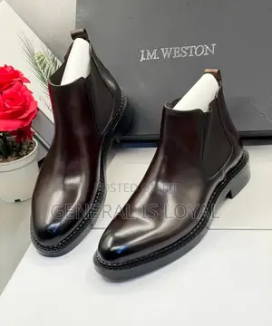 J.M Weston Men Leather Elastic Coffee Boot