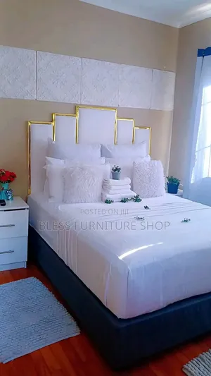 White and Blue Queen Size Bed Frame