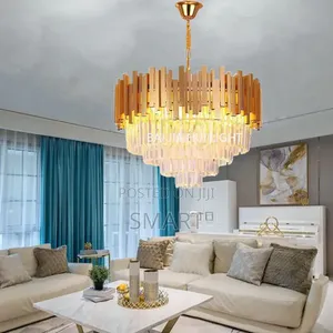 Elegant European- Style Crystal Chandelier. Gold. 3 Color Changeable