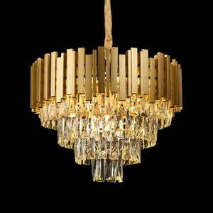 Elegant European- Style Crystal Chandelier. Gold. 3 Color Changeable