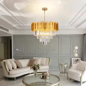 Elegant European- Style Crystal Chandelier. Gold. 3 Color Changeable