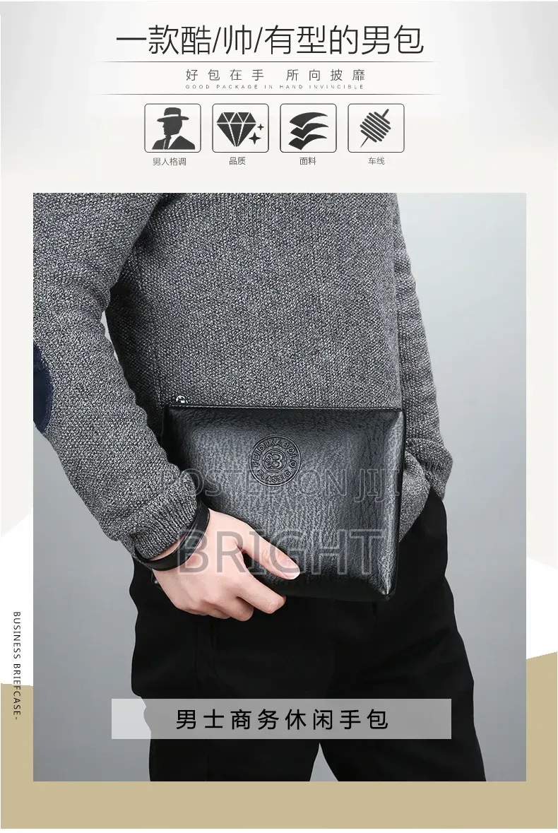 Men Leather Clutch Side Bag Purse Wallet