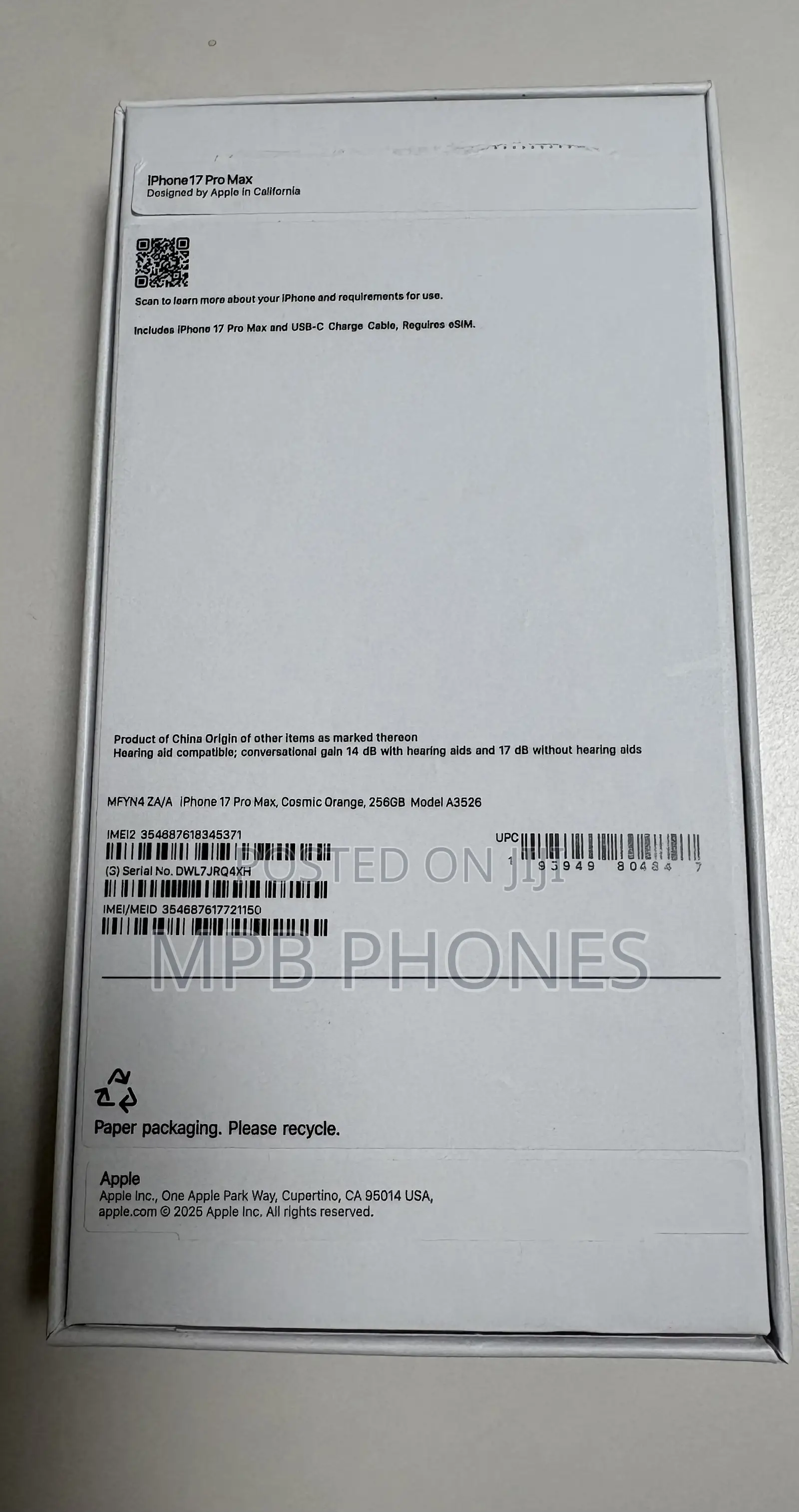 New Apple iPhone 17 Pro Max 256 GB Orange