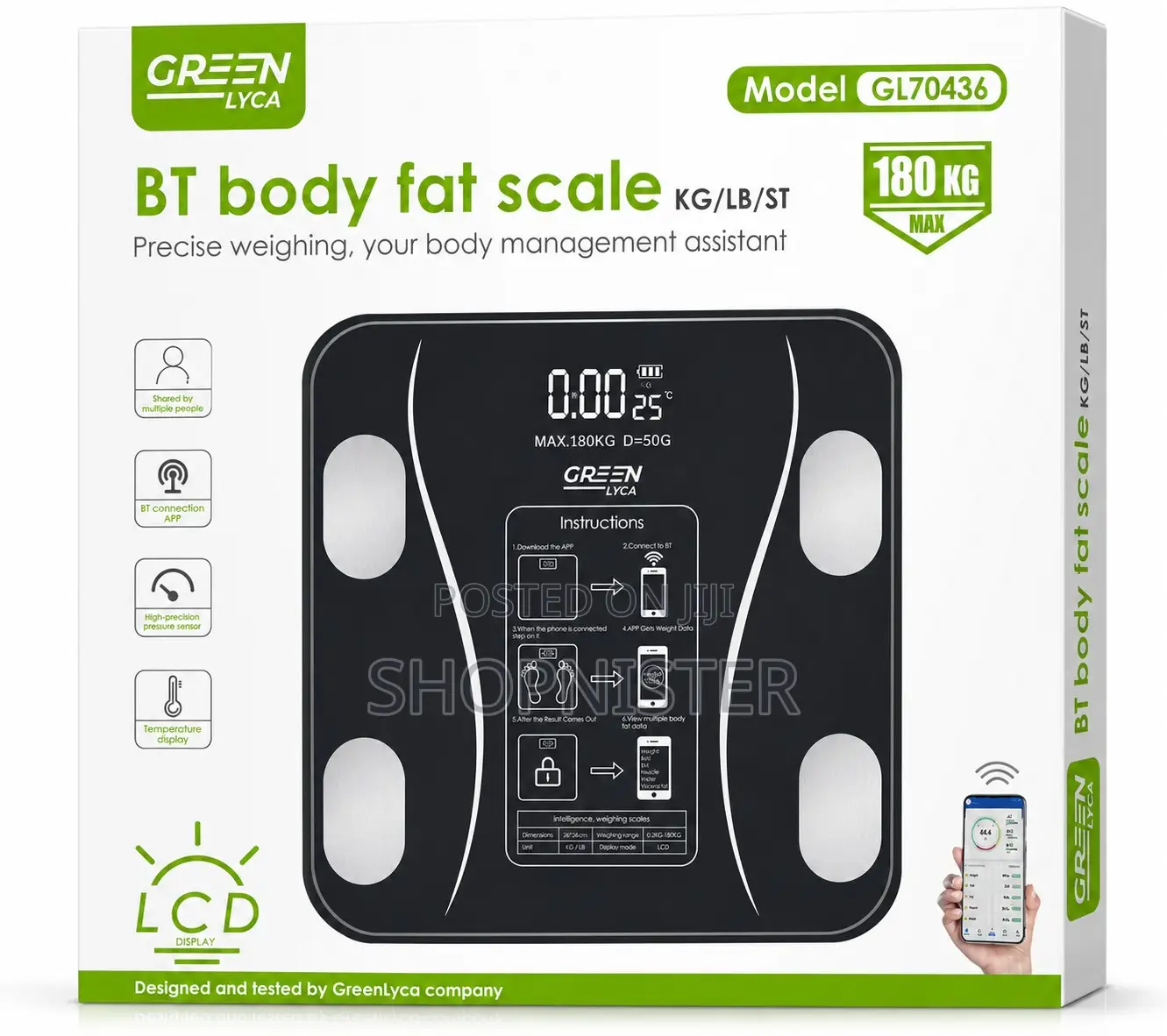 Bluetooth Body Fat Smart Scale – Digital Weight Scale 180kg