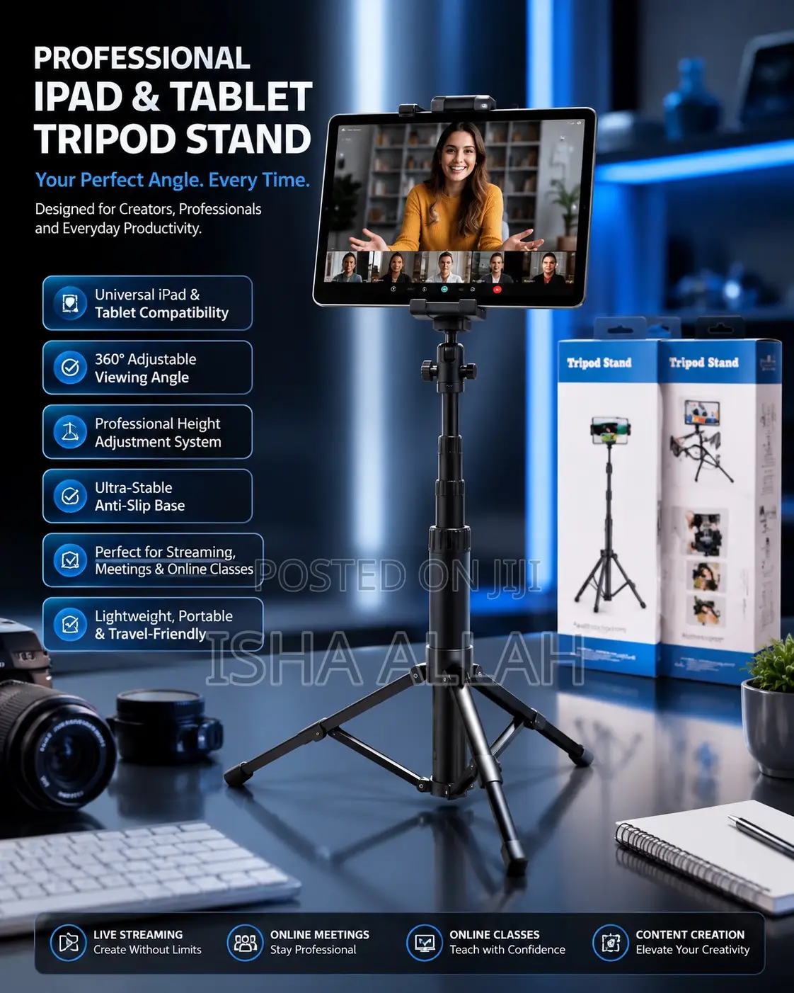 Adjustable iPad Tripod Stand