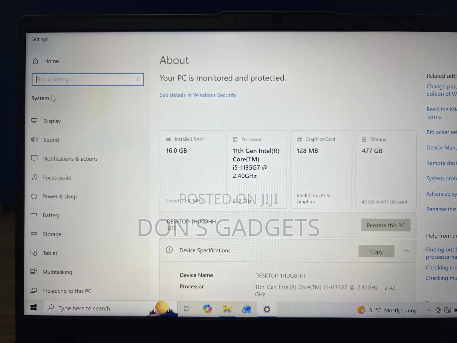 Laptop Lenovo 16GB Intel Core i5 SSD 500GB