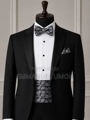 Classic Bow Ties With Matching Cummerbunds and Pocket Kerchiefs