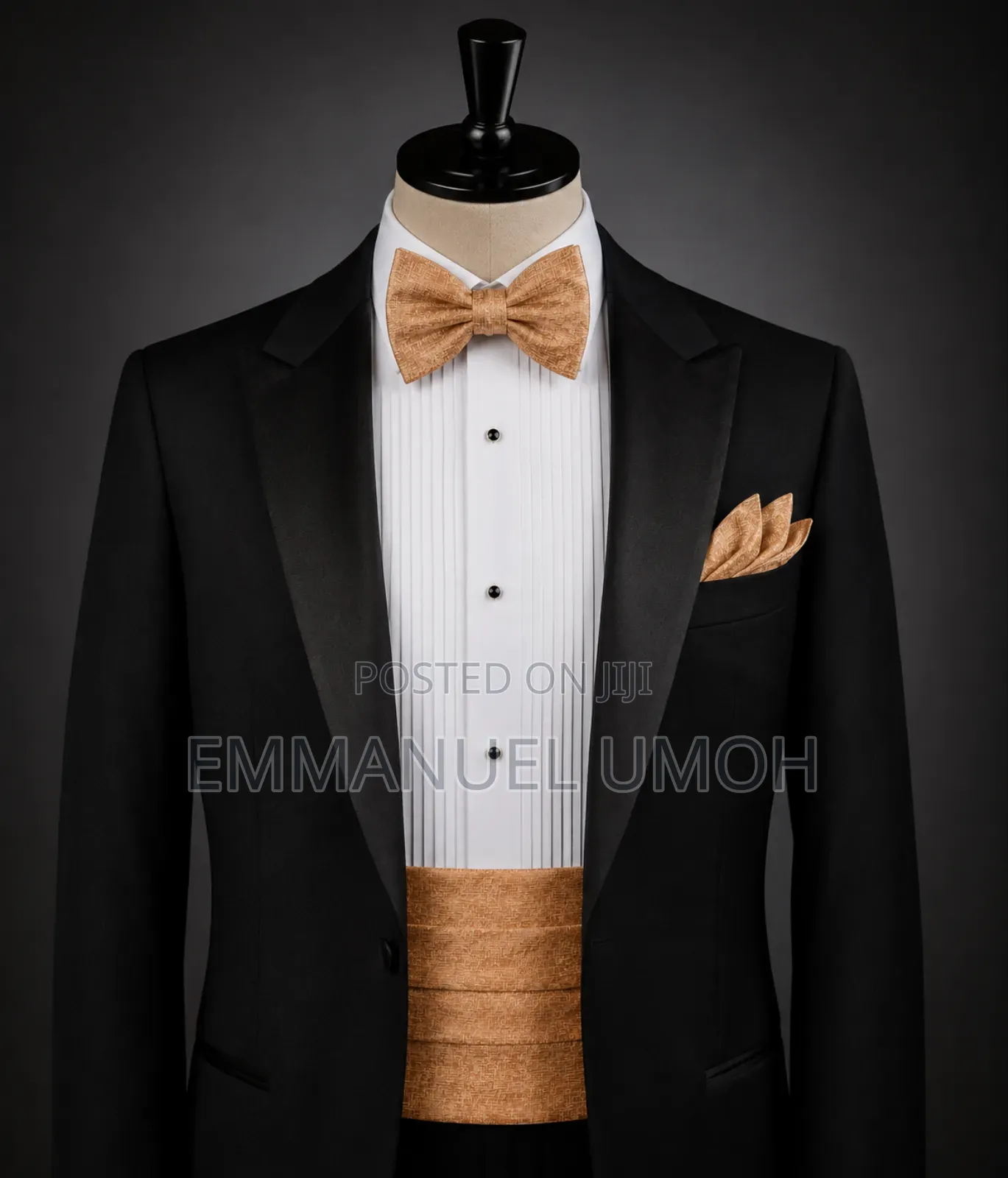 Classic Bow Ties With Matching Cummerbunds and Pocket Kerchiefs