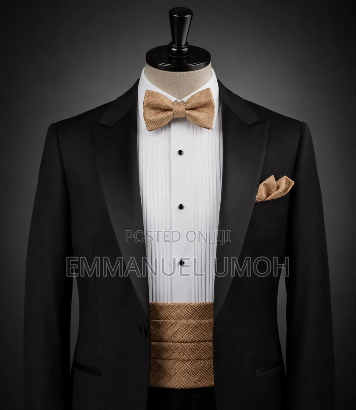 Classic Bow Ties With Matching Cummerbunds and Pocket Kerchiefs