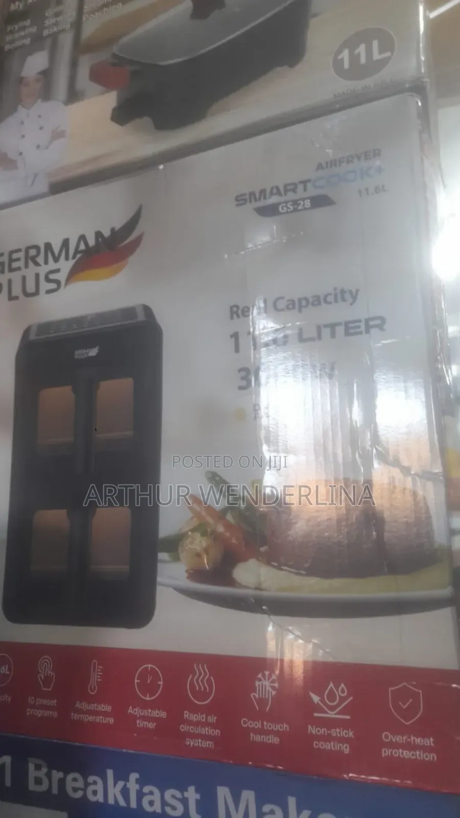German Plus 11.6l Dual-Zone Double Drawer Digital Air Fryer