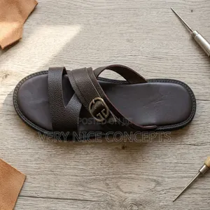 Brown Leather Slides - Handmade Teshie Quality