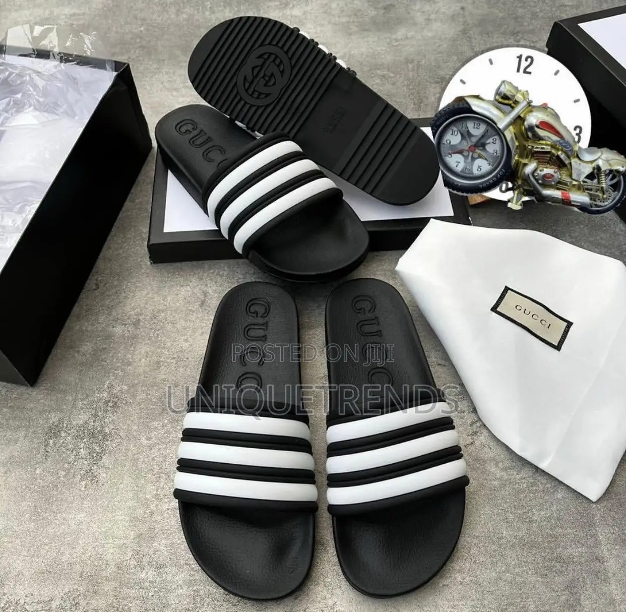 Original Black and White Gucci Slides