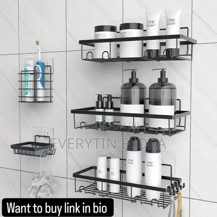 No‐Drill Bathroom Shower Caddy Set