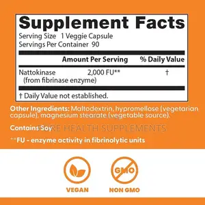 Nattokinase, 2,000 Fus, Blood Clot, Blood Pressure, 90 Veggie Caps