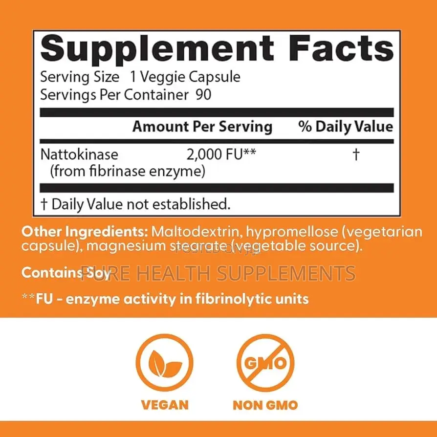 Nattokinase, 2,000 Fus, Blood Clot, Blood Pressure, 90 Veggie Caps