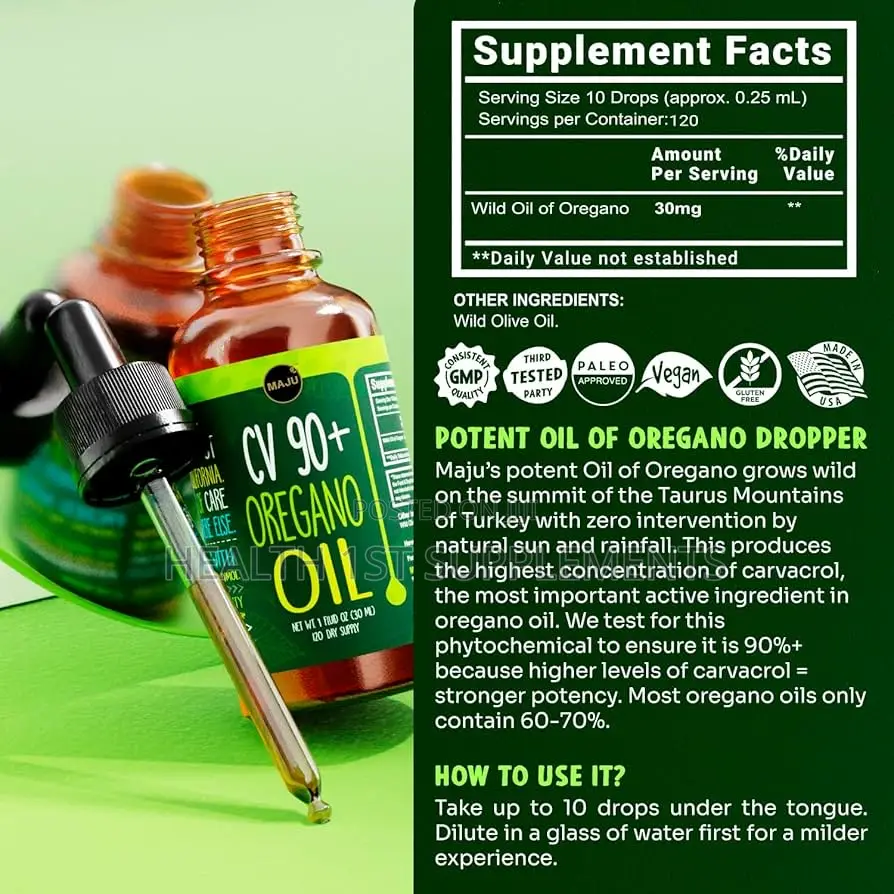 Cv 90+ Oregano Oil, Natural Antibiotic, 1 Fl Oz (30 Ml)