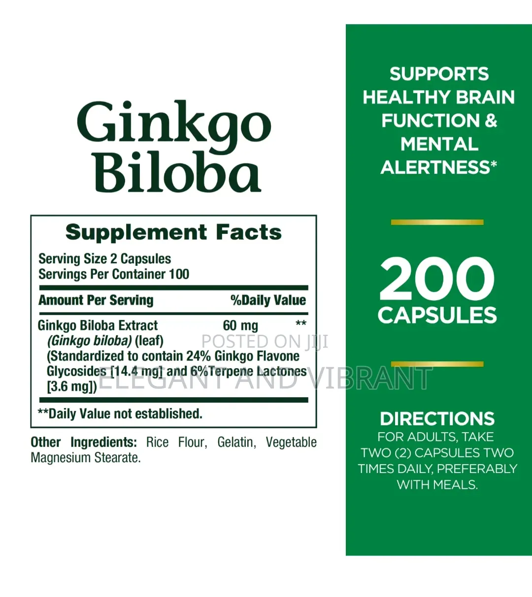 Ginkgo Biloba 60 Mg 200 Capsules