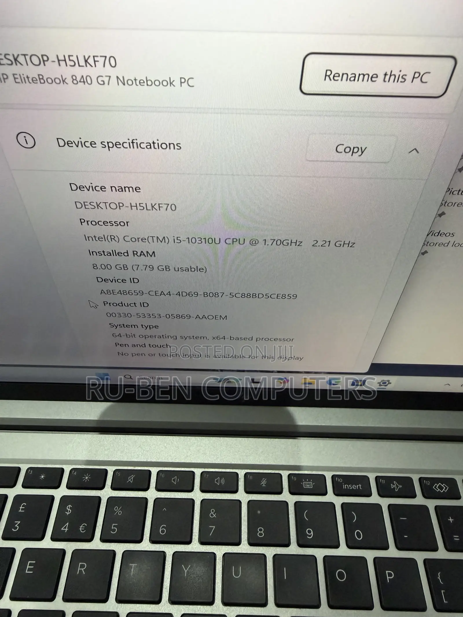 Laptop HP EliteBook 840 G7 8GB Intel Core i5 SSD 256GB