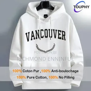 Men’S Long Sleeve Hoodie Sweatshirt – Kangaroo Pocket (White) 'T843314
