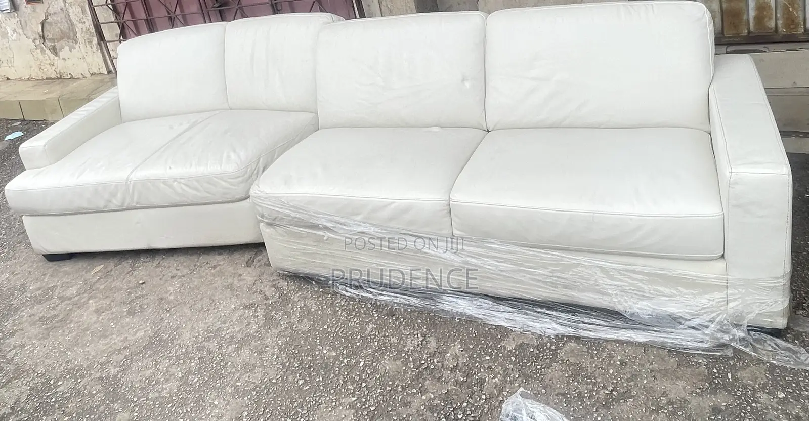 Cream Leather Sofa