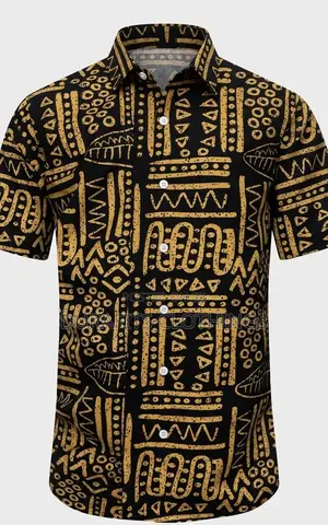 Elegant Men’S African Tribal Print Casual Shirt