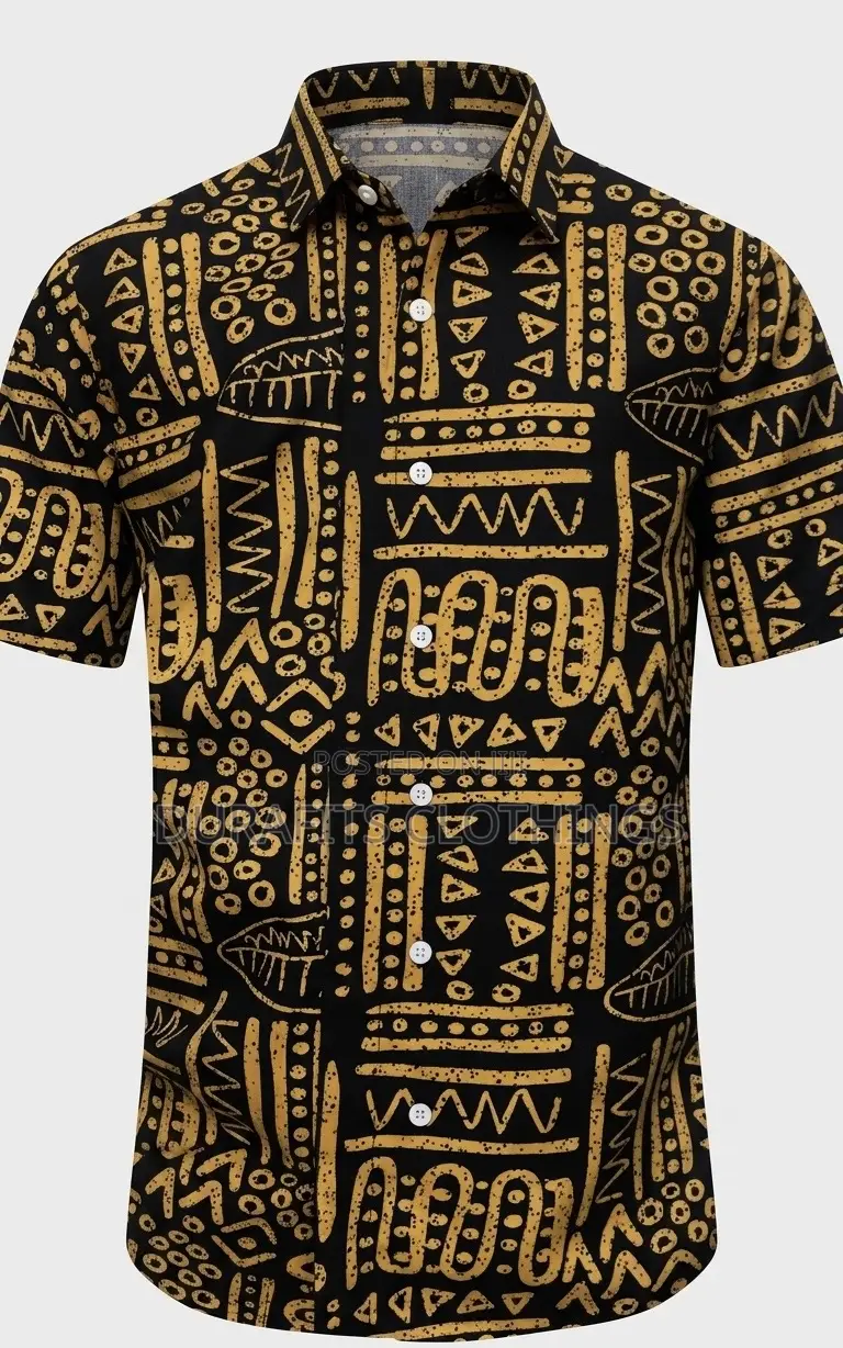 Elegant Men’S African Tribal Print Casual Shirt