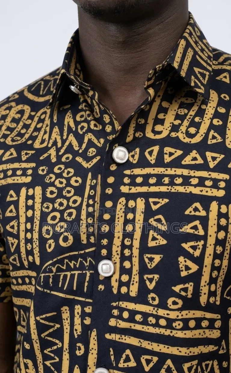 Elegant Men’S African Tribal Print Casual Shirt