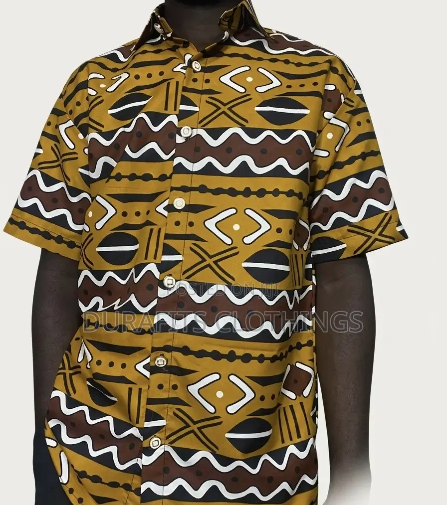 Stylish Men's Casual Shirt With Traditional African Pattern