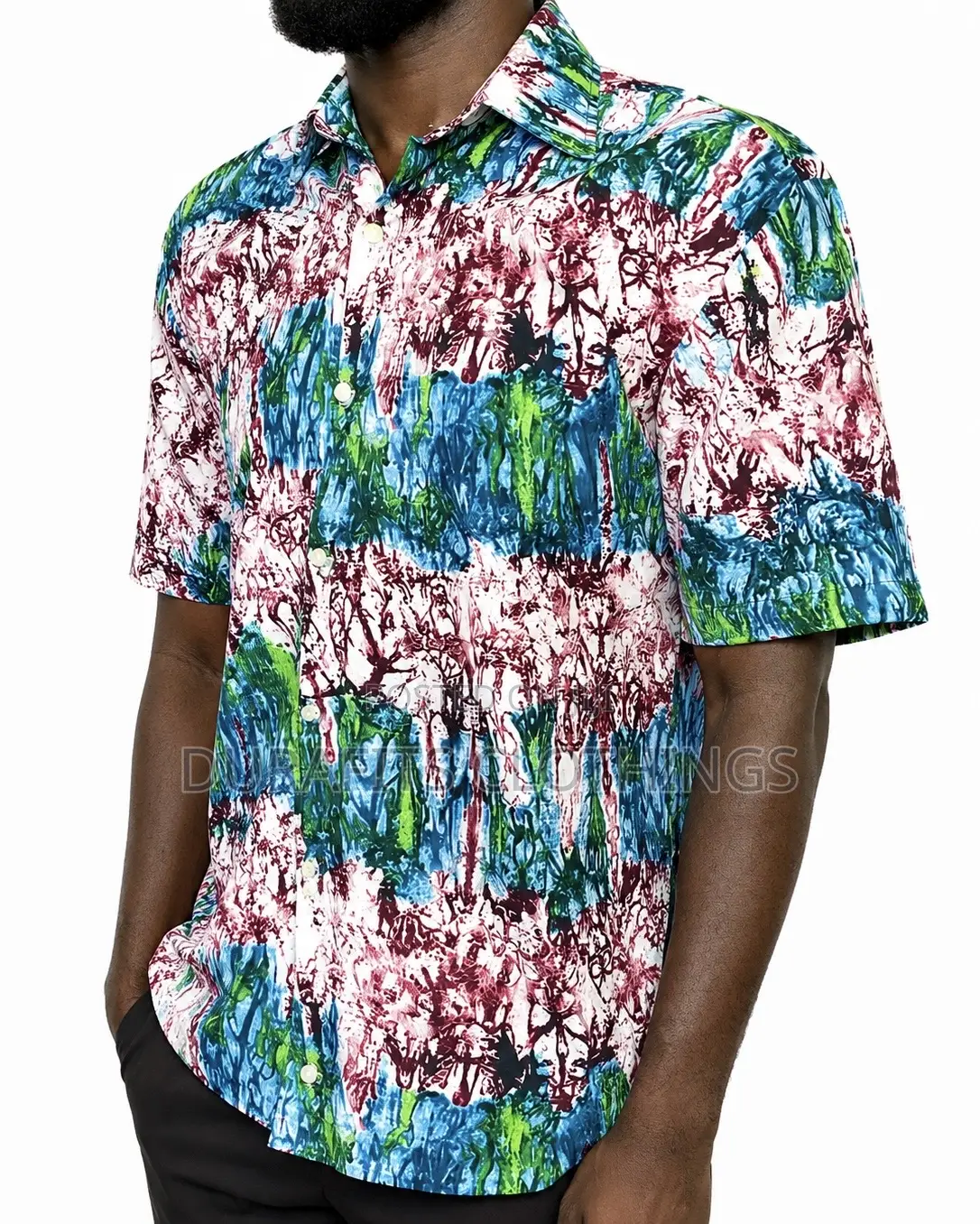 Men’S Vibrant Abstract African Print Short Sleeve Shirt