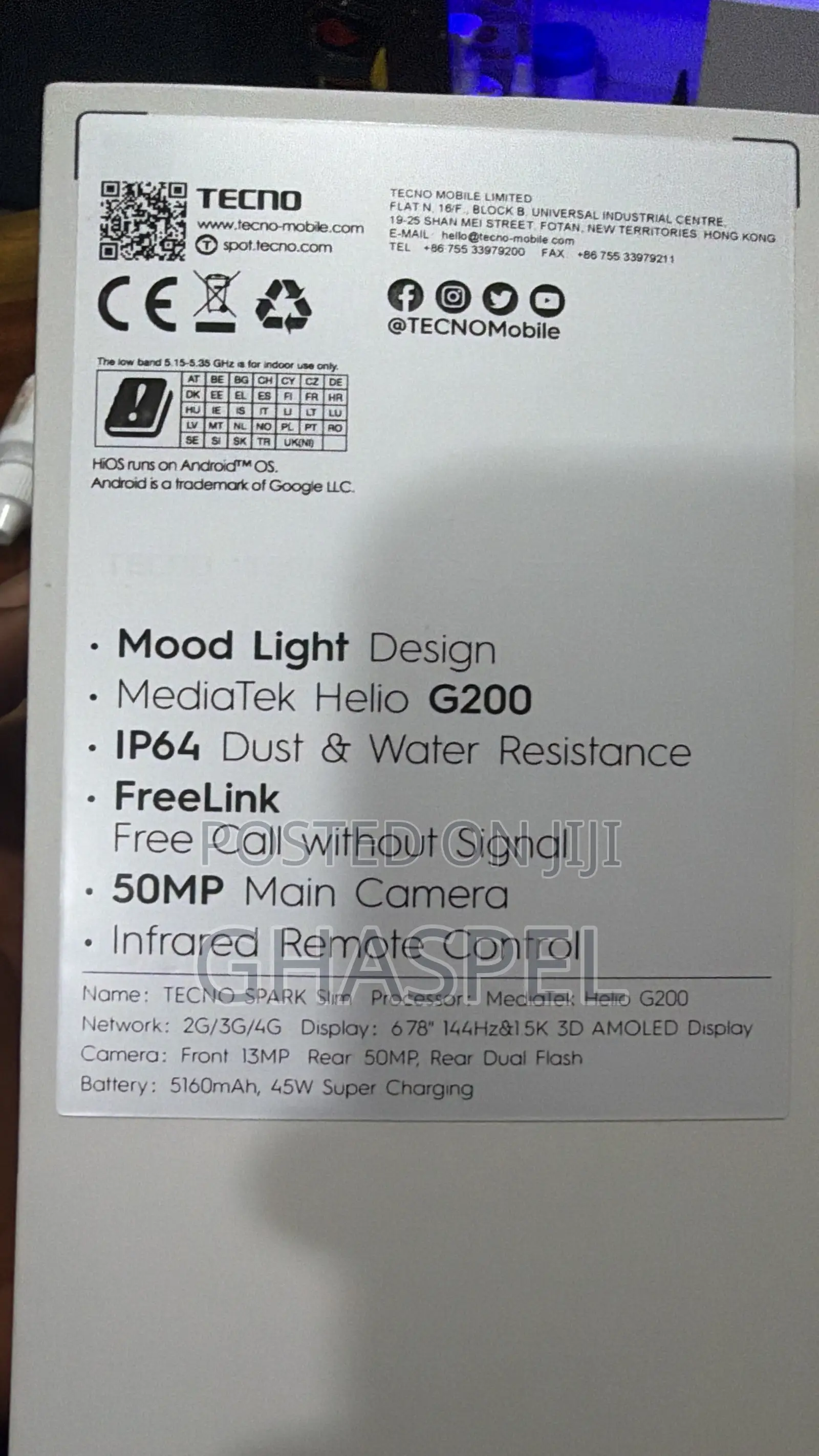 New Tecno Spark Slim 256 GB Black