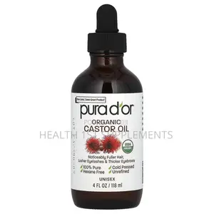 Pura d'Or Organic Castor Oil, Hexane Free, 4 Fl Oz (118 Ml)