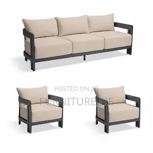 Porticello 3pc.Sofa Set With Two Lounge Chairs in Matte Black Aluminum