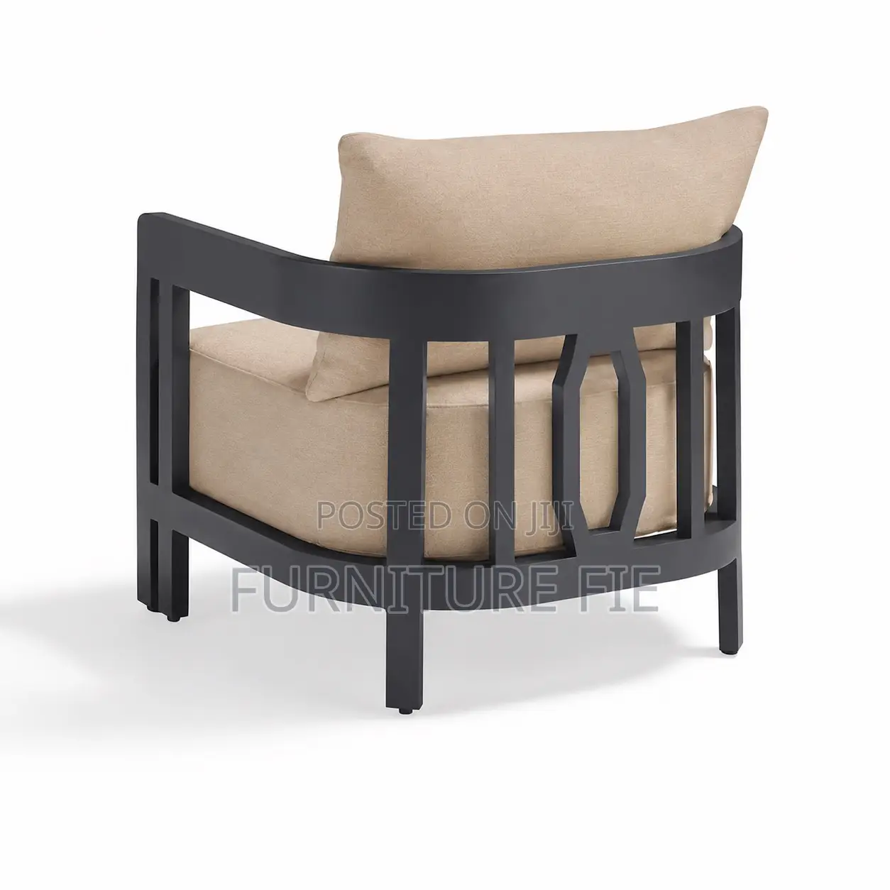 Porticello 3pc.Sofa Set With Two Lounge Chairs in Matte Black Aluminum