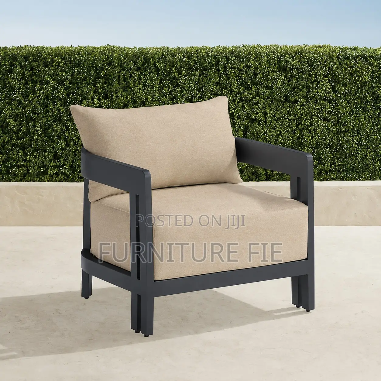 Porticello 3pc.Sofa Set With Two Lounge Chairs in Matte Black Aluminum