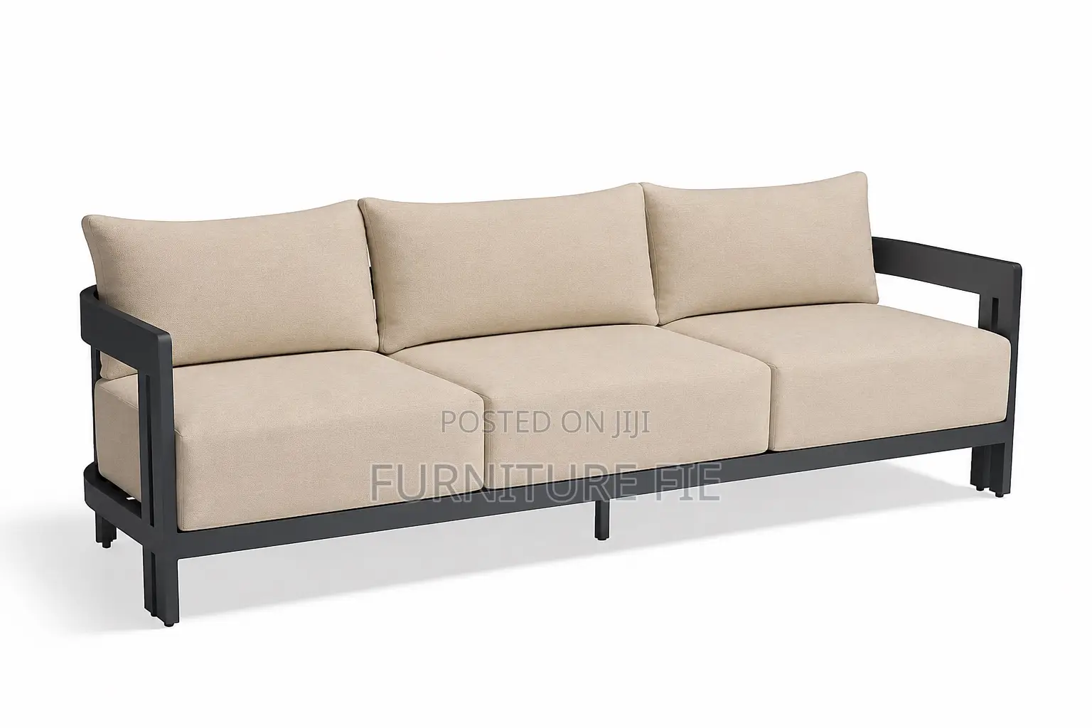 Porticello 3pc.Sofa Set With Two Lounge Chairs in Matte Black Aluminum