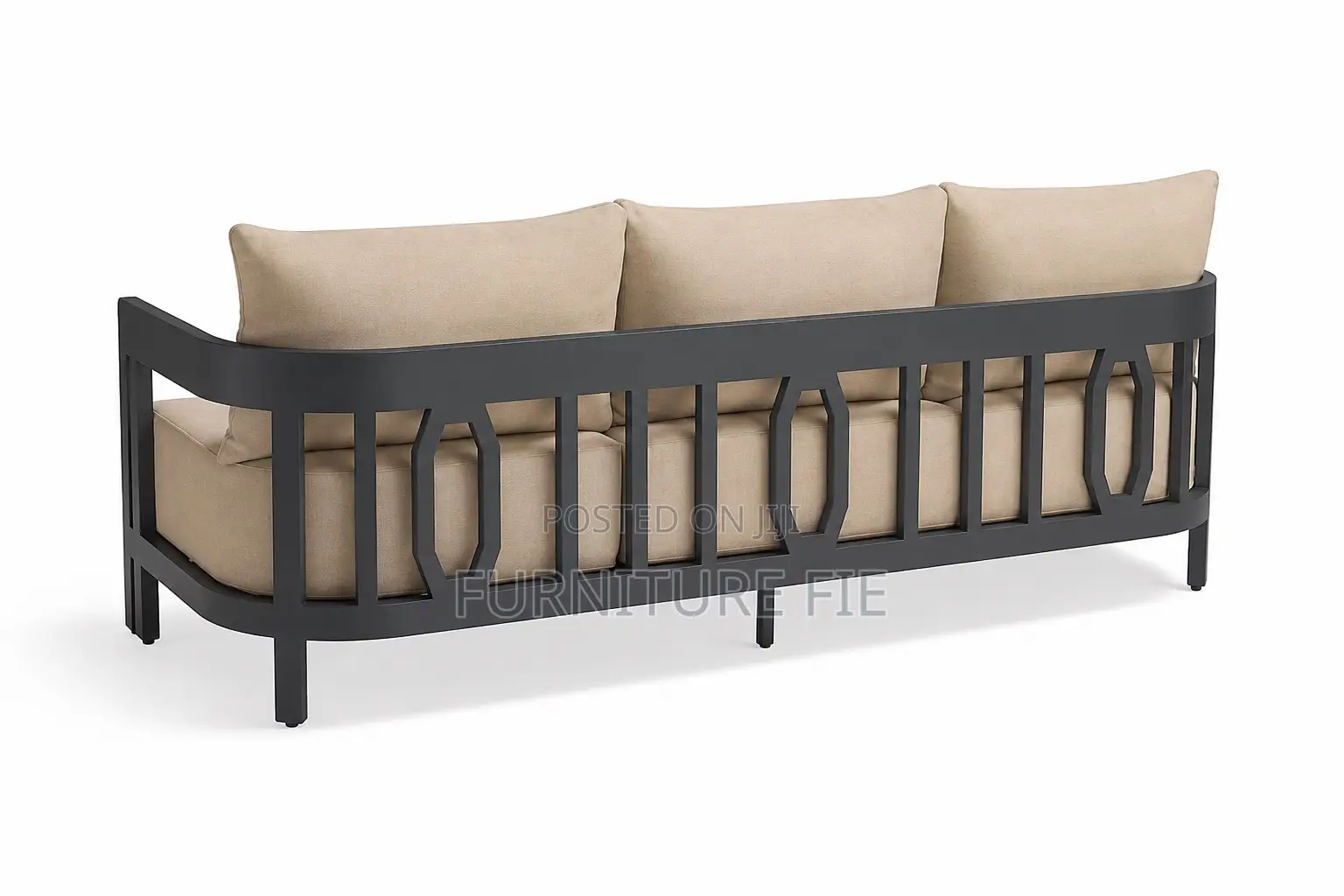 Porticello 3pc.Sofa Set With Two Lounge Chairs in Matte Black Aluminum
