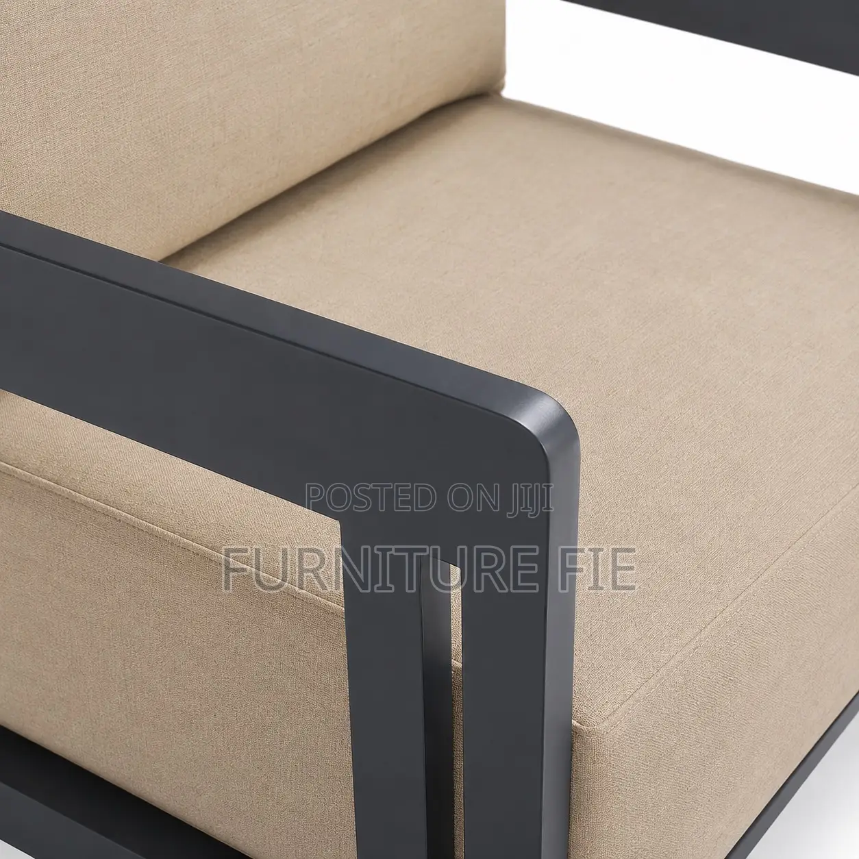 Porticello 3pc.Sofa Set With Two Lounge Chairs in Matte Black Aluminum