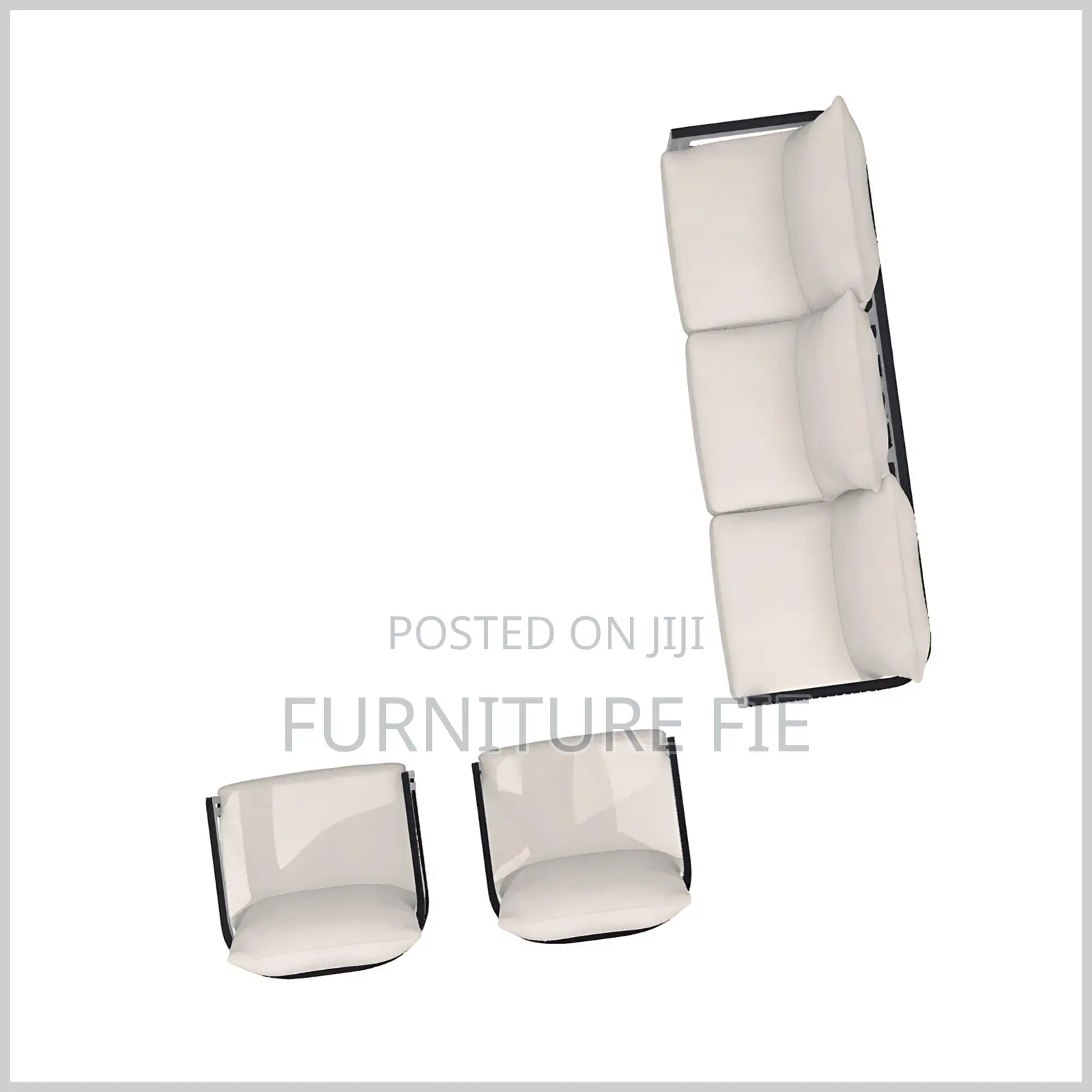 Porticello 3pc.Sofa Set With Two Lounge Chairs in Matte Black Aluminum