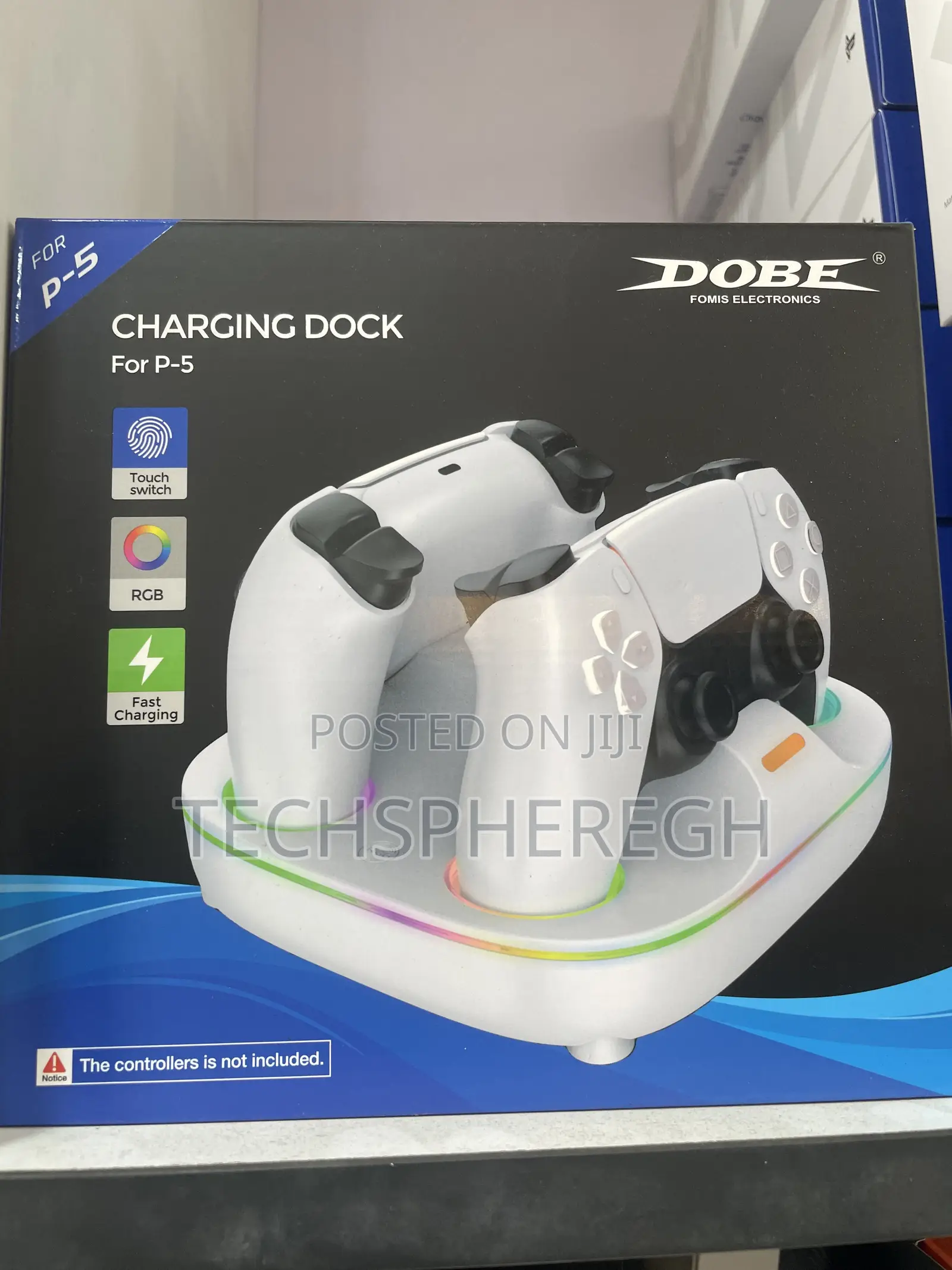 Dobe Ps5 Controller Fast Charger Dual Dock With Rgb Light