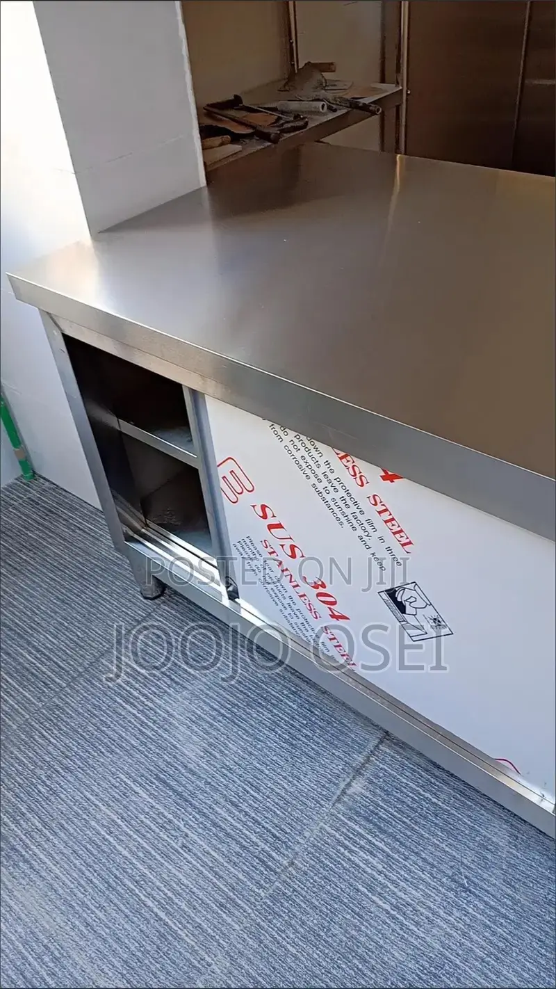 150cm Long Original Imported Stainless Steel Table With Cabinet