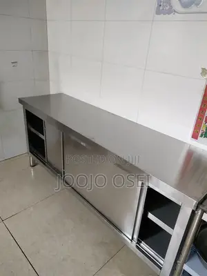 150cm Long Original Imported Stainless Steel Table With Cabinet