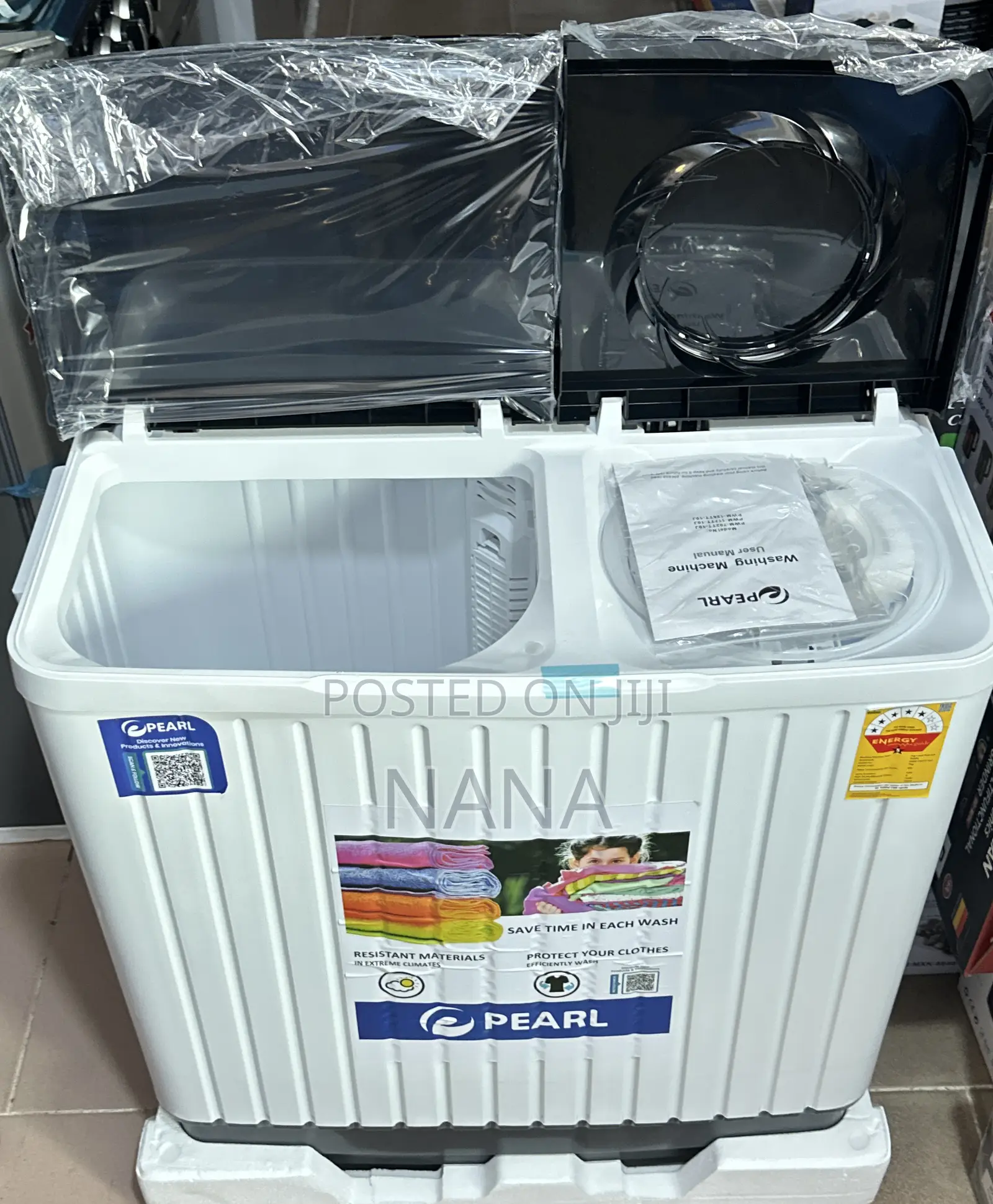 Pearl 7kg Semiautomatic Washing Machine-White/Black -PWM-702tt-10j