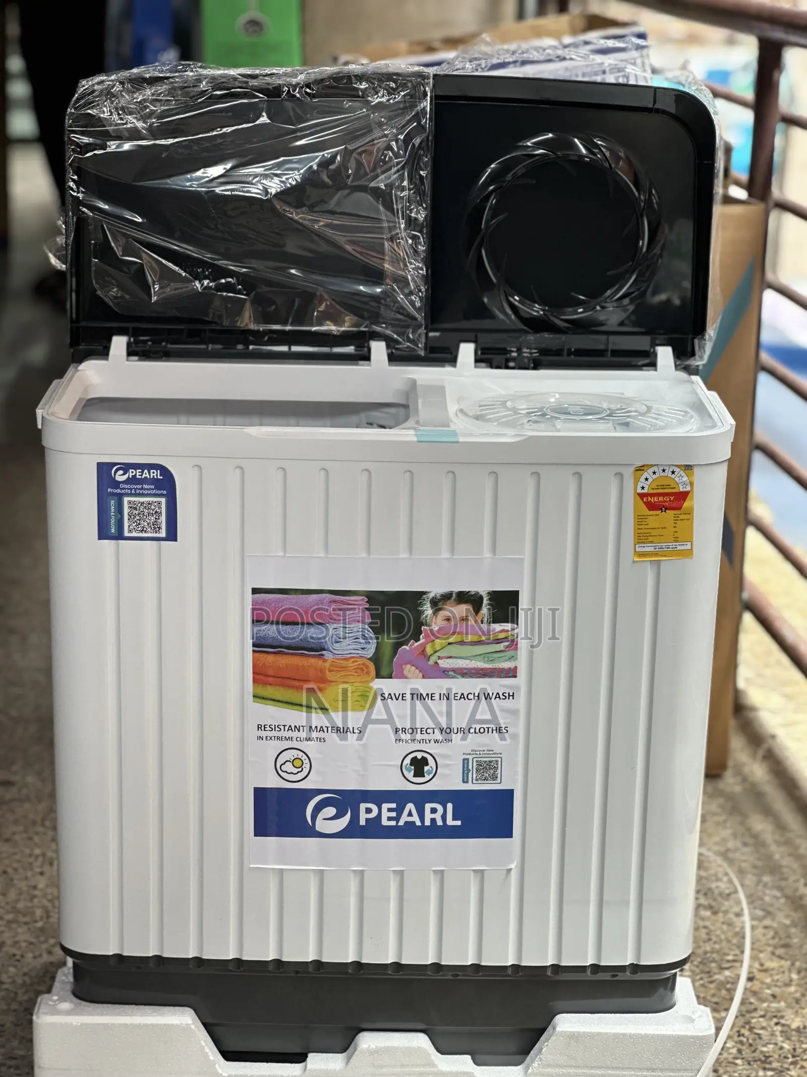 Pearl 7kg Semiautomatic Washing Machine-White/Black -PWM-702tt-10j