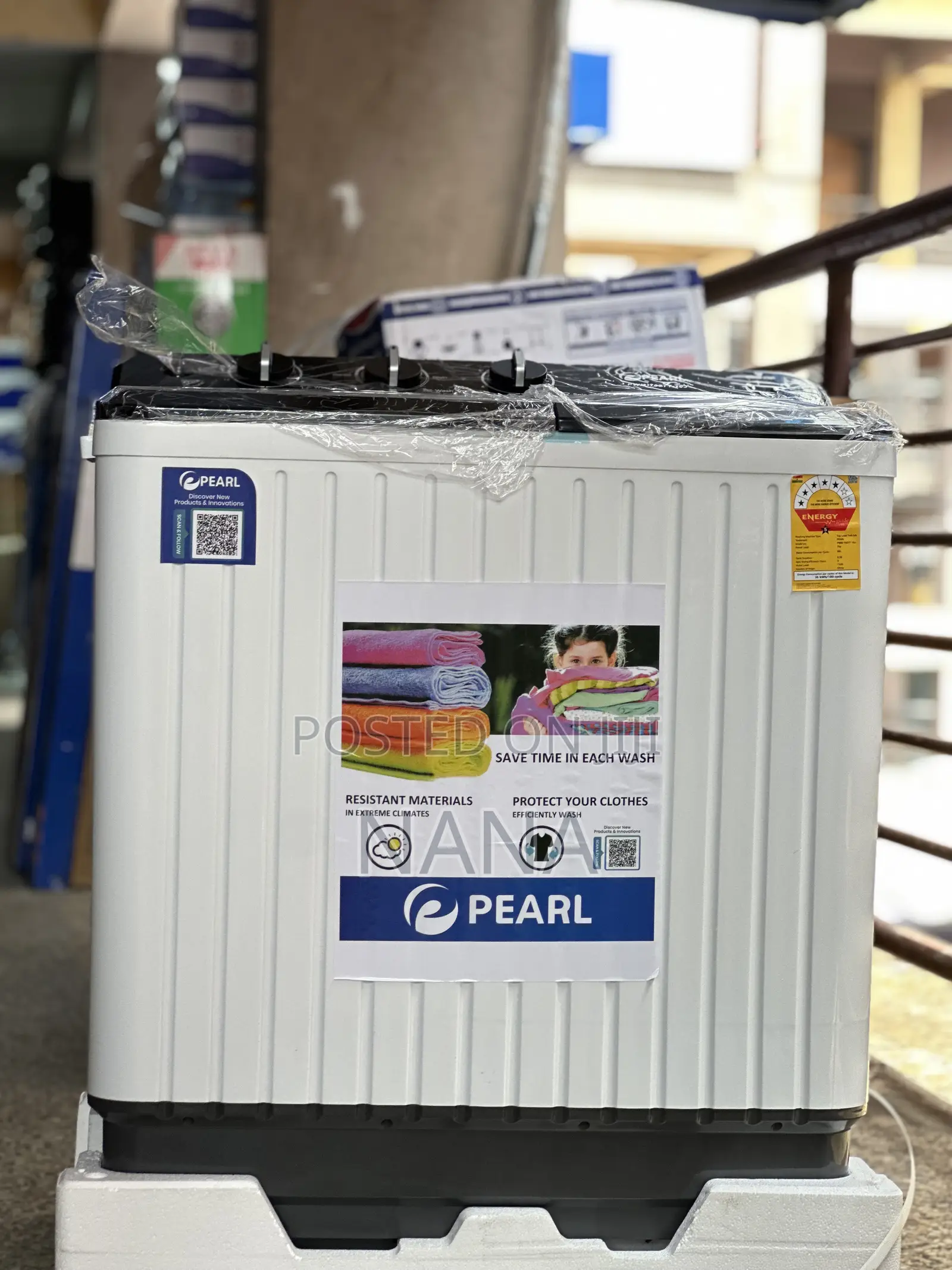 Pearl 7kg Semiautomatic Washing Machine-White/Black -PWM-702tt-10j