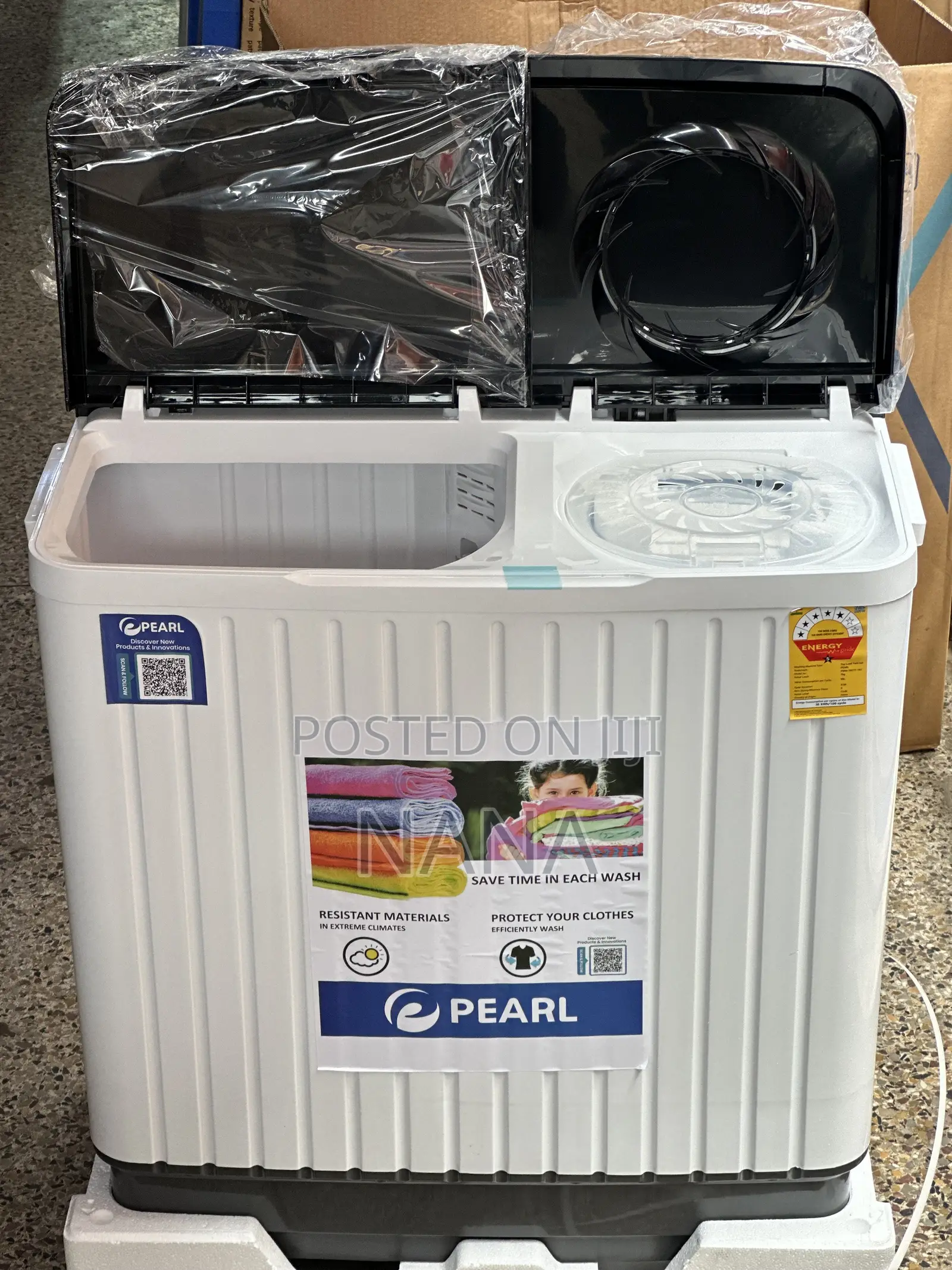 Pearl 7kg Semiautomatic Washing Machine-White/Black -PWM-702tt-10j