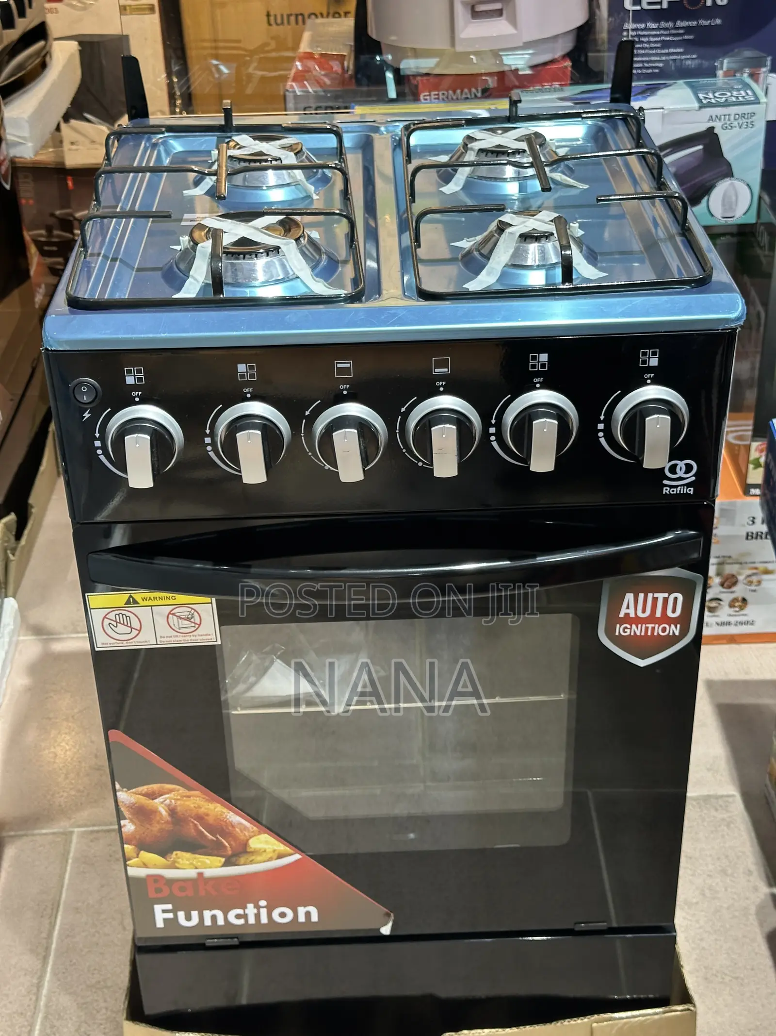 Rafiq 50x50 4burner Gas Cooker Oven With Grill Top Stainless Steel