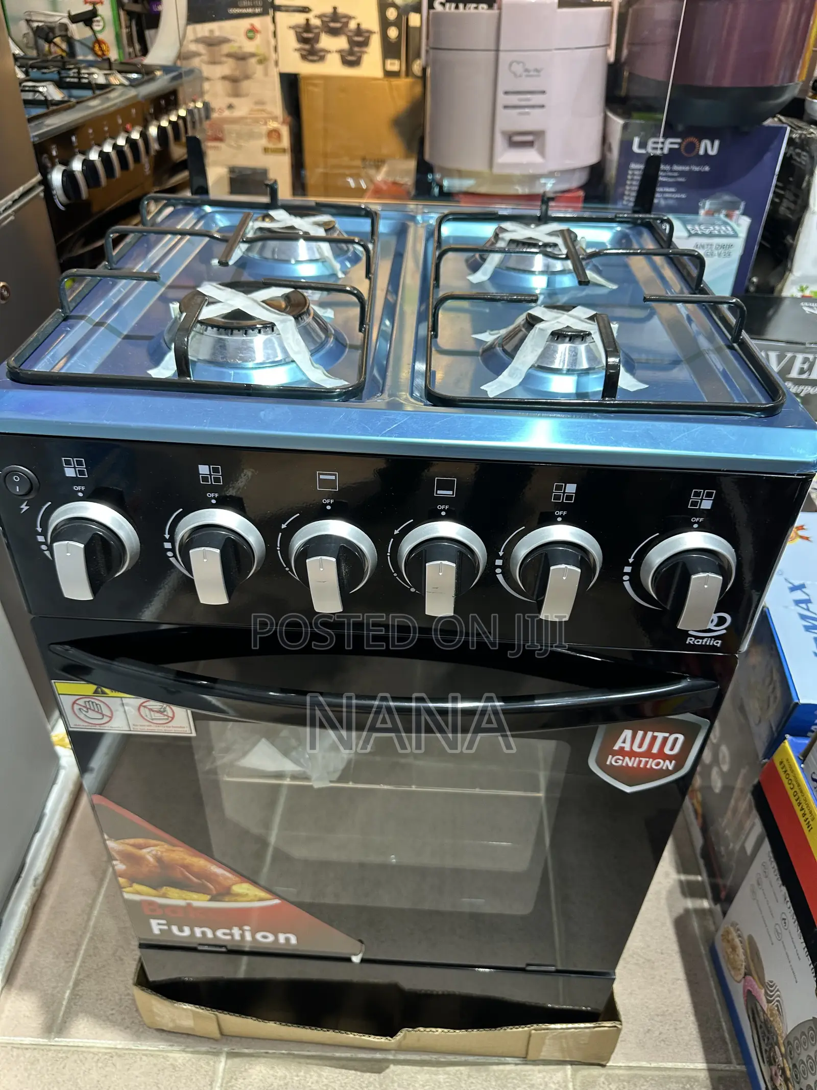 Rafiq 50x50 4burner Gas Cooker Oven With Grill Top Stainless Steel