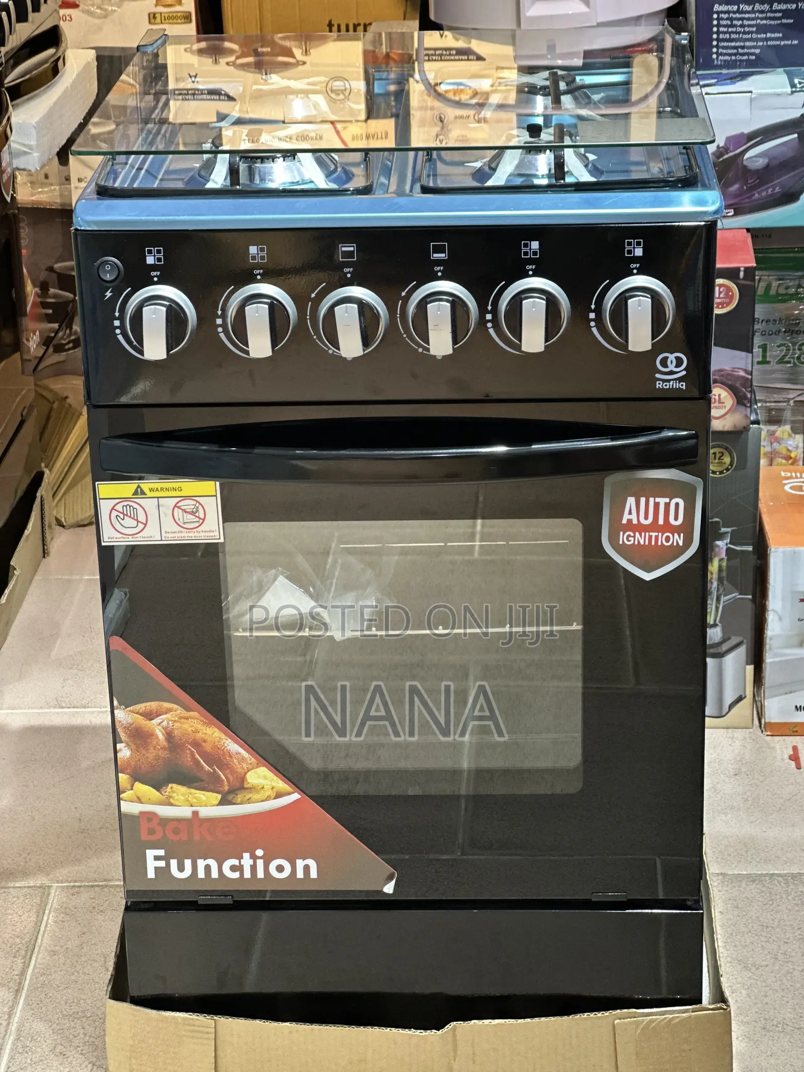 Rafiq 50x50 4burner Gas Cooker Oven With Grill Top Stainless Steel